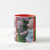 3 grote foto's rode achtergrond eenvoudig uploaden mok (Midden)