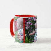 3 grote foto's rode achtergrond eenvoudig uploaden mok (Voorkant links)