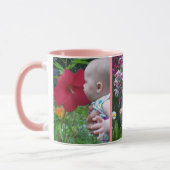 3 grote foto's roze achtergrond eenvoudig uploaden mok (Links)