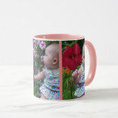 3 grote foto's roze achtergrond eenvoudig uploaden mok (Voorkant rechts)