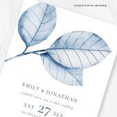 3 grote Waterverf stoffige blauwe bladeren QR brui Kaart