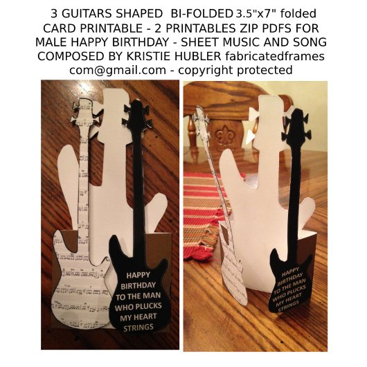 3 Guitars Song Bladmuziek Man Verjaardagskaart