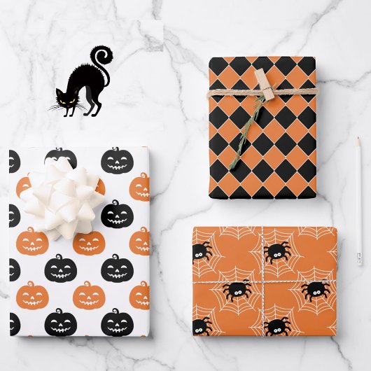 3 Halloween Coordinates Oranje pomkins & Spiers Inpakpapier Vel
