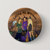 3 Halloween heksen party meisje Ronde Button 5,7 Cm (Voorkant)