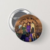 3 Halloween heksen party meisje Ronde Button 5,7 Cm (Voorkant /achterkant)