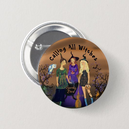 3 Halloween heksen party meisje Ronde Button 5,7 Cm (Voorkant /achterkant)