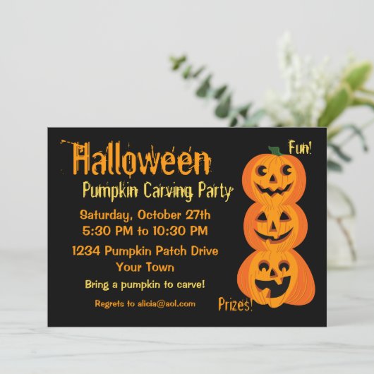 3 Halloween pompoenen Kaart (Staand voorkant)