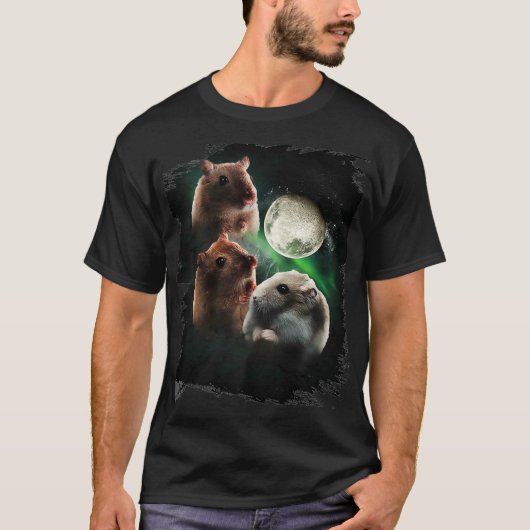 3 Hamster Maan Wolf Hamsters Wolven Howling T-shirt (Voorkant)