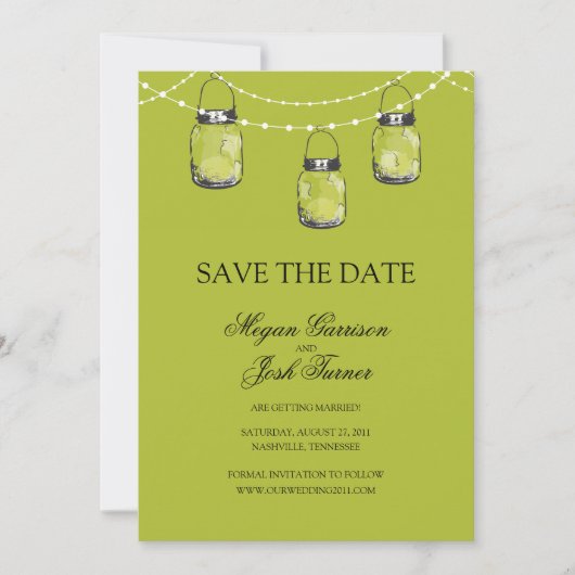 3 Hangen Mason Jars - BEWAAR DE DATUM Save The Date (Voorkant)