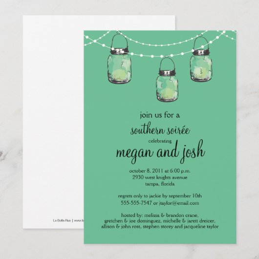 3 Hangende Mason Jars - Verlovingsfeest Kaart (Voorkant / Achterkant)