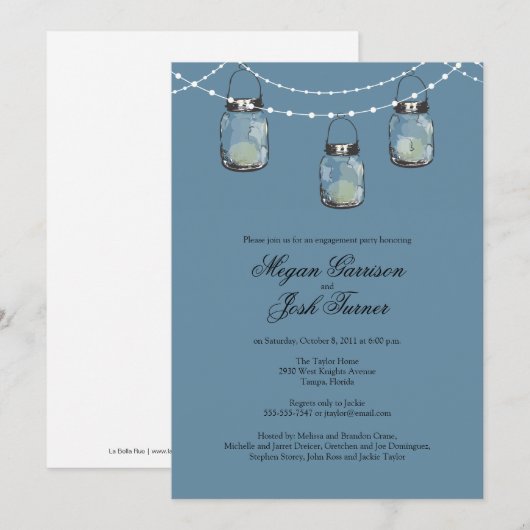 3 Hangende Mason Jars - Verlovingsfeest Kaart (Voorkant / Achterkant)