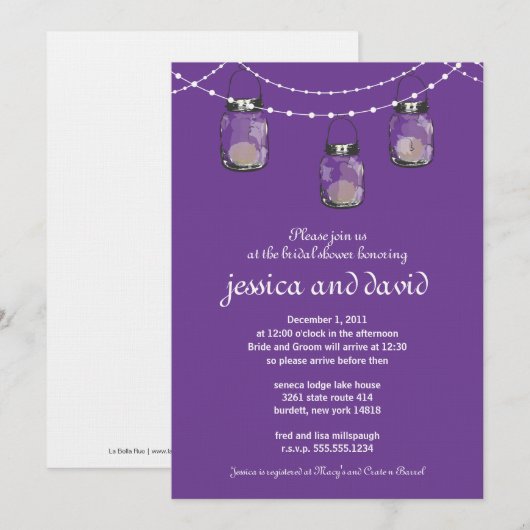 3 Hangende Mason Jars - Verlovingsfeest Kaart (Voorkant / Achterkant)