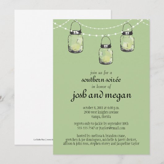 3 Hangende Mason Jars - Verlovingsfeest Kaart (Voorkant / Achterkant)