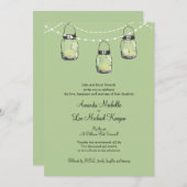 3 Hanging Mason Jars bruiloft Kaart (Voorkant / Achterkant)
