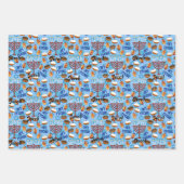 3 Hanukkah Wrapping Paper in Blue Child's Name (Voorkant)