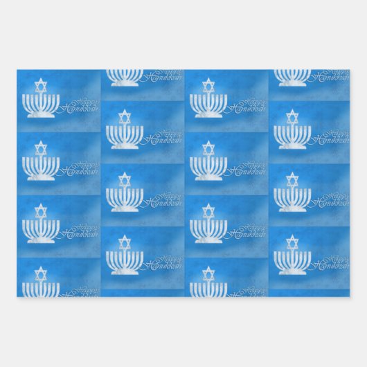 3 Hanukkah Wrapping Paper in Blues Gift Wrap (Voorkant 3)