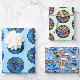 3  Happy Hanukkah Wrapping Paper Gift Wrap