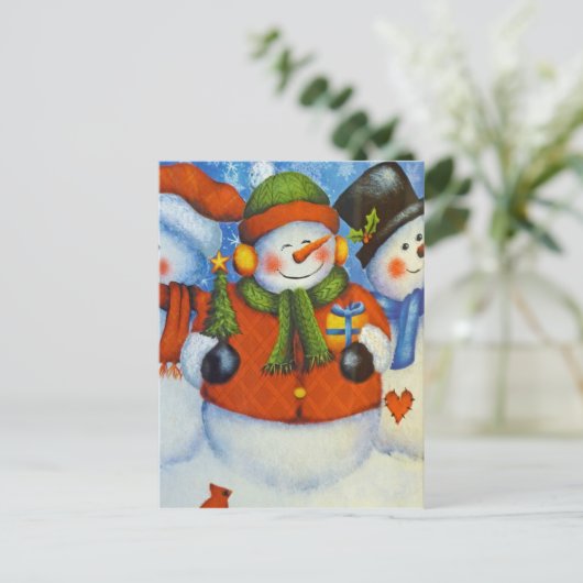 3 Happy Snowmen Briefkaart (Staand voorkant)