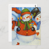 3 Happy Snowmen Briefkaart (Voorkant / Achterkant)