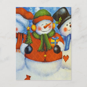 3 Happy Snowmen Briefkaart