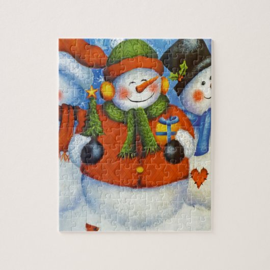 3 Happy Snowmen Legpuzzel (Verticaal)