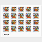 3 Happy Snowmen Vierkante Sticker (Vel)