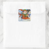 3 Happy Snowmen Vierkante Sticker (Tas)