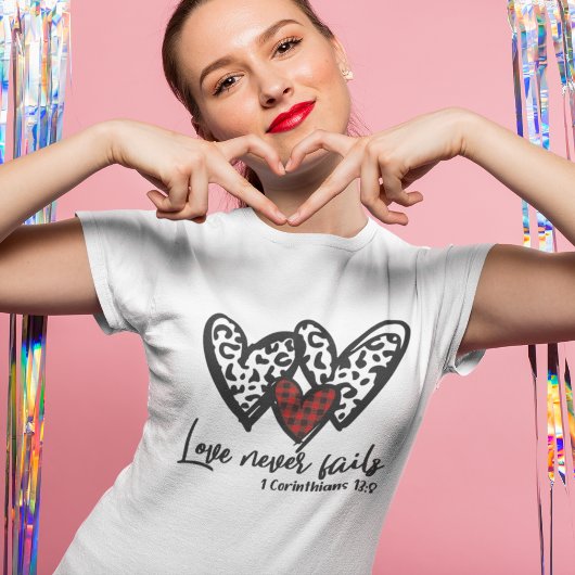 3 Hearts Love Nooit falen T-shirt