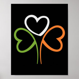 3 Hearts Shamrock Ierland Vlag St Patrick's Day Me Poster
