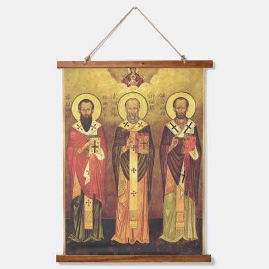 3 Heilige Hiërarchen l Orthodox Icoon Hangend Wandkleed (Voorkant)