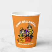 3 heks en Jack O'Lantern Halloween Fun Papieren Bekers (Voorkant)