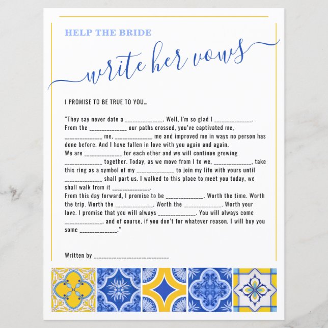 3 Help de bruid schrijven haar geloften Vrijgezell (Voorkant)