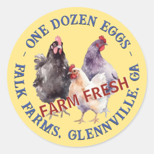 3 hennen een dozijn Boerderij vers eiproduct label