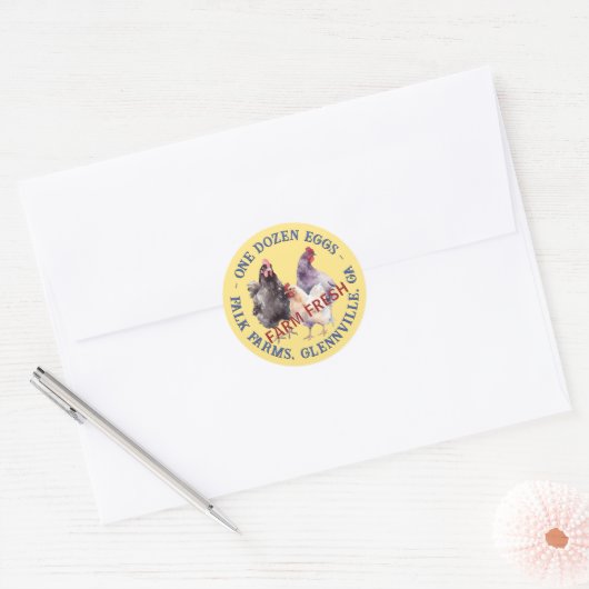 3 hennen een dozijn Boerderij vers eiproduct label (Envelop)