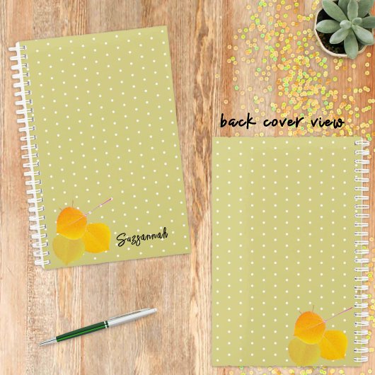 3 Herfst Aspens bladeren op witte polka dotpatroon Planner