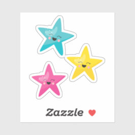 3 Het glimlachen Stars Cute en Whimsical Illustrat Sticker