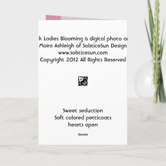 3 het roze Bloeien van Dames Kaart (Achterkant)