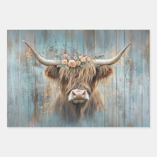 3 Highland Cow Charm Wrapping Paper for Decoupage (Voorkant 3)