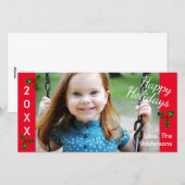 3 Holly Red Prettige feestdagen - kerstfotokaart Feestdagenkaart (Voorkant / Achterkant)