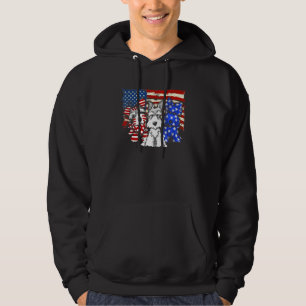 3 Honden Schnauzer Amerikaanse vlag Hoodie
