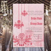 3 Honeysuckle Chandeliers Damask Wedding Invites Kaart