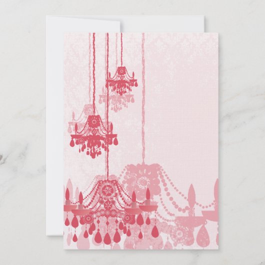 3 Honeysuckle Chandeliers Damask Wedding Invites Kaart (Achterkant)