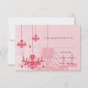 3 Honeysuckle Chandeliers Damask Wedding RSVP Kaartje