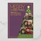 3 Horizontale foto Kerstboom Collage Folie Feestdagenkaart (Voorkant)