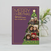 3 Horizontale foto Kerstboom Collage Folie Feestdagenkaart (Staand Voorkant)