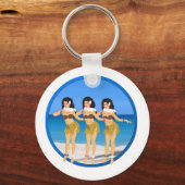 3 Hulas op het strand Sleutelhanger (Voorkant)