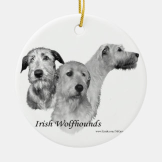 3 Ierse Wolfhound-koppen Keramisch Ornament