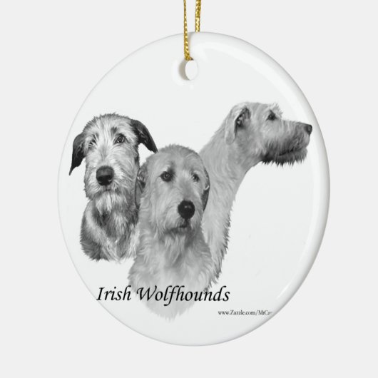 3 Ierse Wolfhound-koppen Keramisch Ornament (Links)