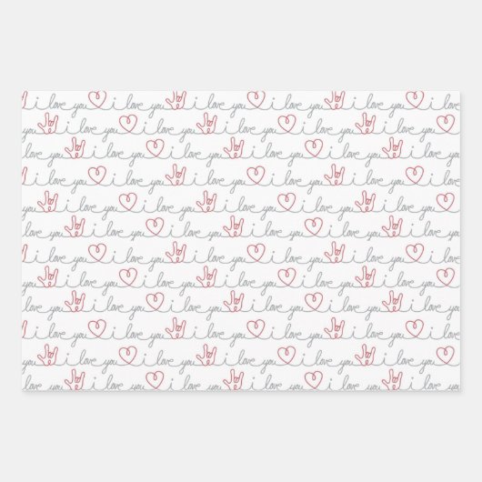 3 Ik hou van jullie ASL cadeaubonnen Inpakpapier Vel (Voorkant 2)