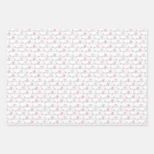 3 Ik hou van jullie ASL cadeaubonnen Inpakpapier Vel (Voorkant)